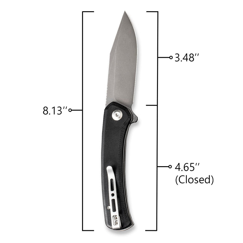 SENCUT Snap Flipper Knife Black G10 Handle (3.48" Gray Stonewashed 9Cr18MoV Blade) SA05B - SENCUT