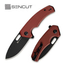 SENCUT Acumen Flipper & Manual Thumb Knife Burgundy G10 Handle (2.98" Black Stonewashed 9Cr18MoV Blade) SA06B - SENCUT