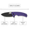 SENCUT Acumen Flipper & Manual Thumb Knife Purple G10 Handle (2.98" Black Stonewashed 9Cr18MoV Blade) SA06D - SENCUT