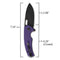 SENCUT Acumen Flipper & Manual Thumb Knife Purple G10 Handle (2.98" Black Stonewashed 9Cr18MoV Blade) SA06D - SENCUT