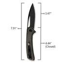 SENCUT Honoris Flipper Knife Gray Micarta Handle (3.47" Black Stonewashed 9Cr18MoV Blade) SA07B - SENCUT