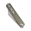 SENCUT Bronte Front Flipper Knife Green Micarta Handle (3.38" Gray Stonewashed 9Cr18MoV Blade) SA08B - SENCUT