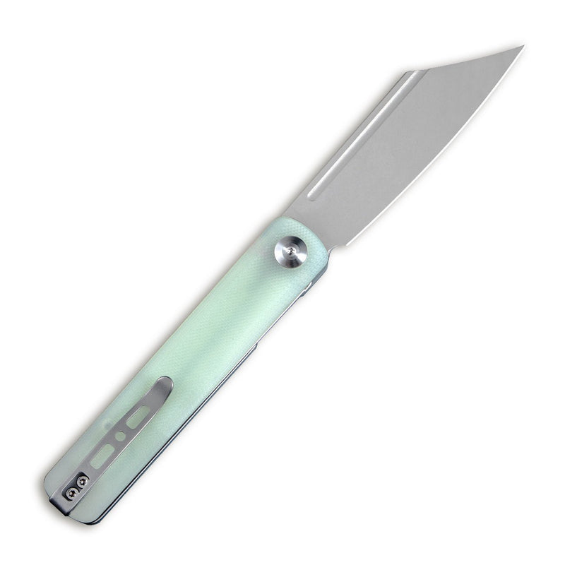SENCUT Bronte Front Flipper Knife Natural G10 Handle (3.38" Gray Stonewashed 9Cr18MoV Blade) SA08C - SENCUT