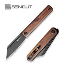 SENCUT Bronte Front Flipper Knife Cuibourtia Wood Handle (3.38" Black Stonewashed 9Cr18MoV Blade) SA08E - SENCUT