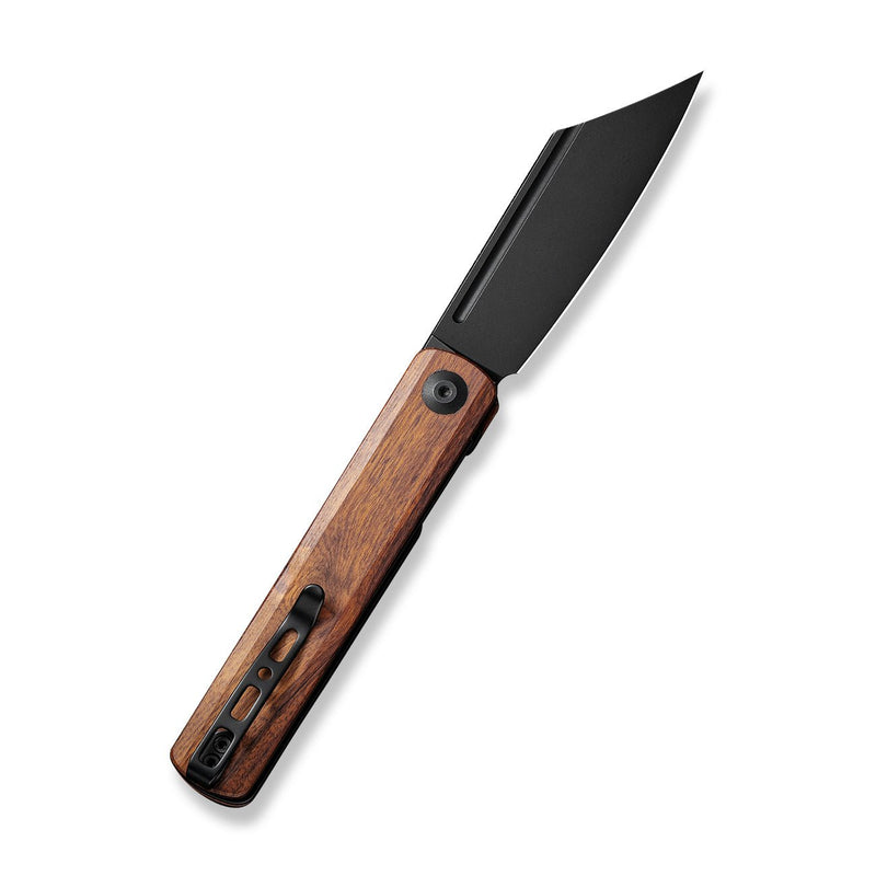 SENCUT Bronte Front Flipper Knife Cuibourtia Wood Handle (3.38" Black Stonewashed 9Cr18MoV Blade) SA08E - SENCUT