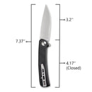 SENCUT Neches Flipper Knife Black G10 Handle (3.2" Satin Finished 10Cr15CoMoV Blade) SA09A - SENCUT