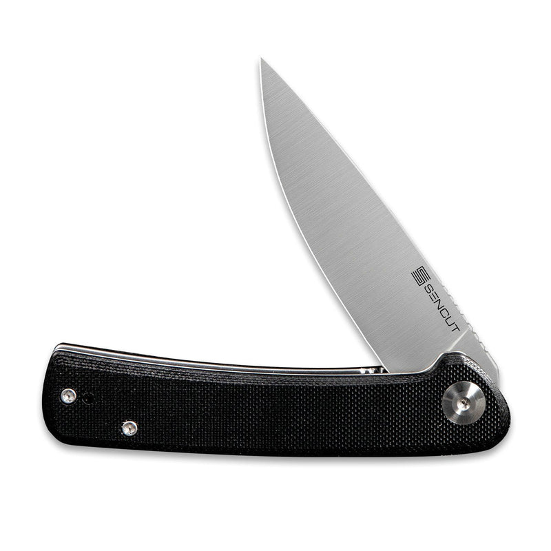 SENCUT Neches Flipper Knife Black G10 Handle (3.2" Satin Finished 10Cr15CoMoV Blade) SA09A - SENCUT