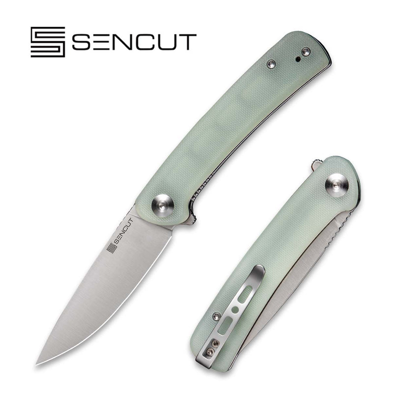 SENCUT Neches Flipper Knife Natural G10 Handle (3.2" Satin Finished 10Cr15CoMoV Blade) SA09B - SENCUT