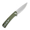 SENCUT Neches Flipper Knife Green Micarta Handle (3.2" Satin Finished 10Cr15CoMoV Blade) SA09C - SENCUT