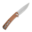 SENCUT Neches Flipper Knife Brown Micarta Handle (3.2" Satin Finished 10Cr15CoMoV Blade) SA09D - SENCUT