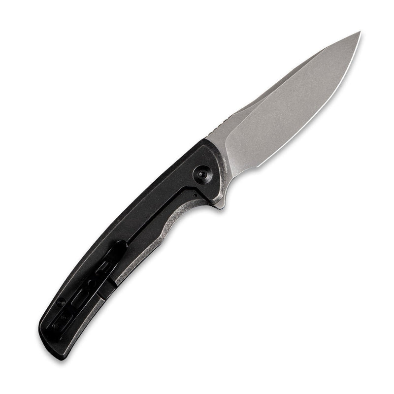 SENCUT Tynan Flipper Knife Black Stonwashed Stainless Steel Handle (3.18" Gray Stonewashed 10Cr15CoMoV Blade) SA10A - SENCUT