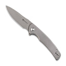 SENCUT Tynan Flipper Knife Gray Stonwashed Stainless Steel Handle (3.18" Gray Stonewashed 10Cr15CoMoV Blade) SA10B - SENCUT