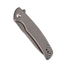 SENCUT Tynan Flipper Knife Gray Stonwashed Stainless Steel Handle (3.18" Gray Stonewashed 10Cr15CoMoV Blade) SA10B - SENCUT