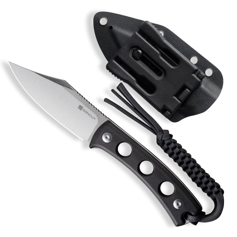 SENCUT Waxahachie Fixed Blade Knife Black G10 Handle (3.7" Satin Finished 9Cr18MoV Blade) SA11A - SENCUT