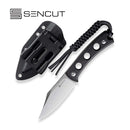 SENCUT Waxahachie Fixed Blade Knife Black G10 Handle (3.7" Satin Finished 9Cr18MoV Blade) SA11A - SENCUT