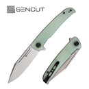 SENCUT Brazoria Flipper Knife Natural G10 Handle (3.46" Silver Beadblast D2 Blade) SA12B - SENCUT