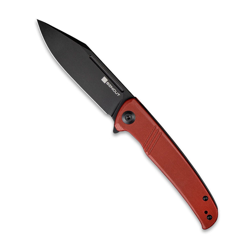 SENCUT Brazoria Flipper Knife Burgundy G10 Handle (3.46" Black Stonewashed D2 Blade) SA12C - SENCUT