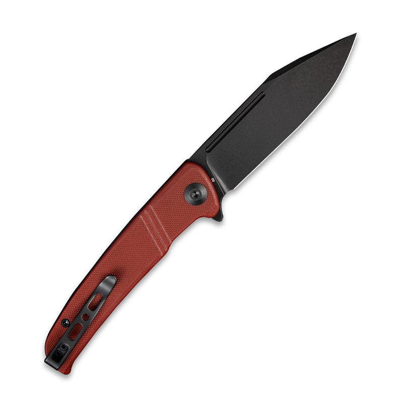 SENCUT Brazoria Flipper Knife Burgundy G10 Handle (3.46" Black Stonewashed D2 Blade) SA12C - SENCUT