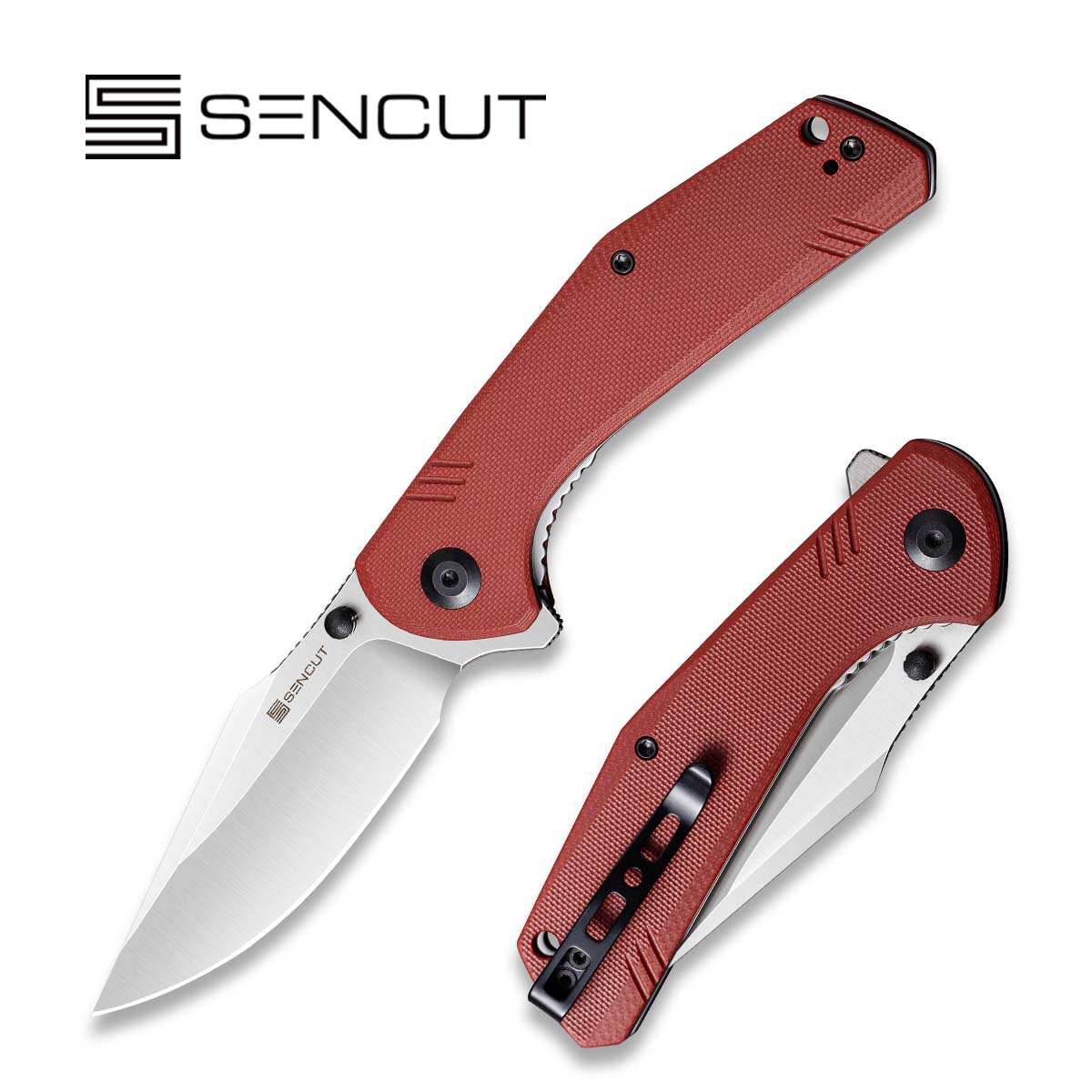 SENCUT Actium Flipper & Thumb Stud Knife G10 Handle D2 Blade