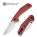 SENCUT Actium Flipper & Thumb Stud Knife Burgundy G10 Handle (3.46" Satin D2 Blade) SA02A - SENCUT