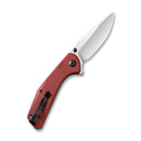 SENCUT Actium Flipper & Thumb Stud Knife Burgundy G10 Handle (3.46" Satin D2 Blade) SA02A - SENCUT