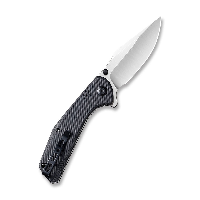 SENCUT Actium Flipper & Thumb Stud Knife Black G10 Handle (3.46" Satin D2 Blade) SA02B - SENCUT