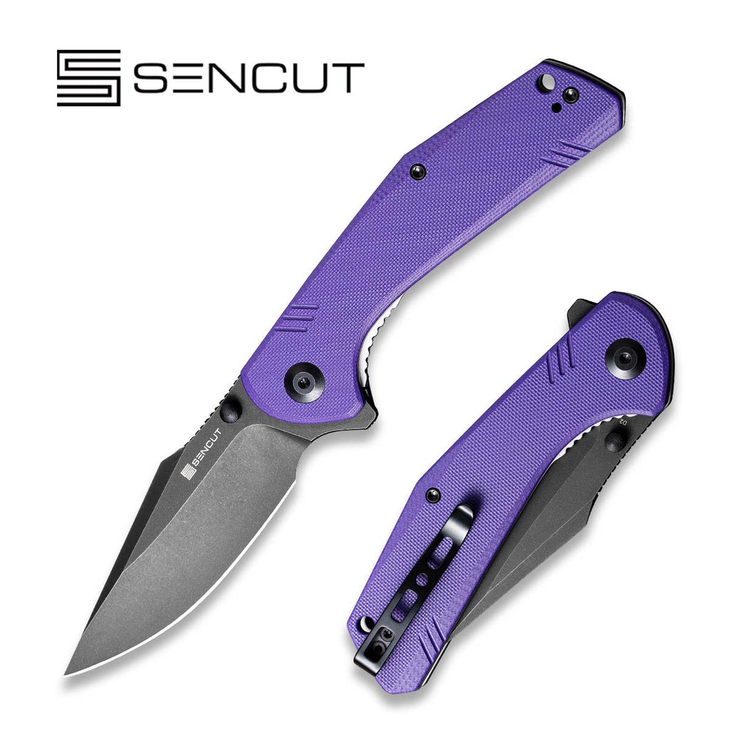 Sencut Knife Actium Purple G10, Black Stonewashed D2 (SA02D)