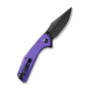 SENCUT Actium Flipper & Thumb Stud Knife Purple G10 Handle (3.46" Black Stonewashed D2 Blade) SA02D - SENCUT