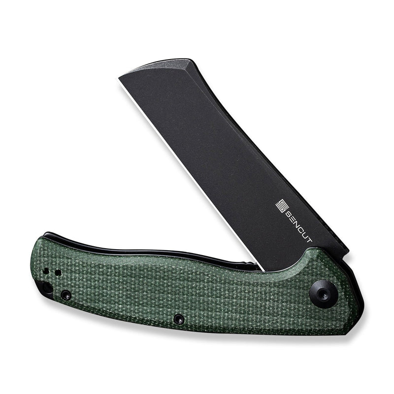 CIVIVI Traxler Flipper Knife Green Canvas Micarta Handle (3.49" Black Stonewashed 9Cr18MoV Blade) S20057C-4