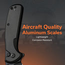 SENCUT ArcBlast Flipper & Button Lock & Thumb Stud Knife Aluminum Handle (2.98" 9Cr18MoV Blade) S22043B-1