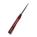 SENCUT ArcBlast Flipper & Button Lock & Thumb Stud Knife Red Aluminum Handle (2.98" Black 9Cr18MoV Blade) S22043B-4