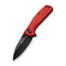 SENCUT ArcBlast Flipper & Button Lock & Thumb Stud Knife Red Aluminum Handle (2.98" Black 9Cr18MoV Blade) S22043B-4