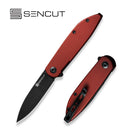 SENCUT Bocll II Flipper Knife Burgundy G10 Handle (2.96" Black Stonewashed D2 Blade) S22019-3