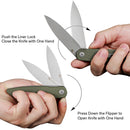 SENCUT Bocll II Flipper Knife OD Green G10 Handle (2.96" Gray Stonewashed D2 Blade) S22019-4