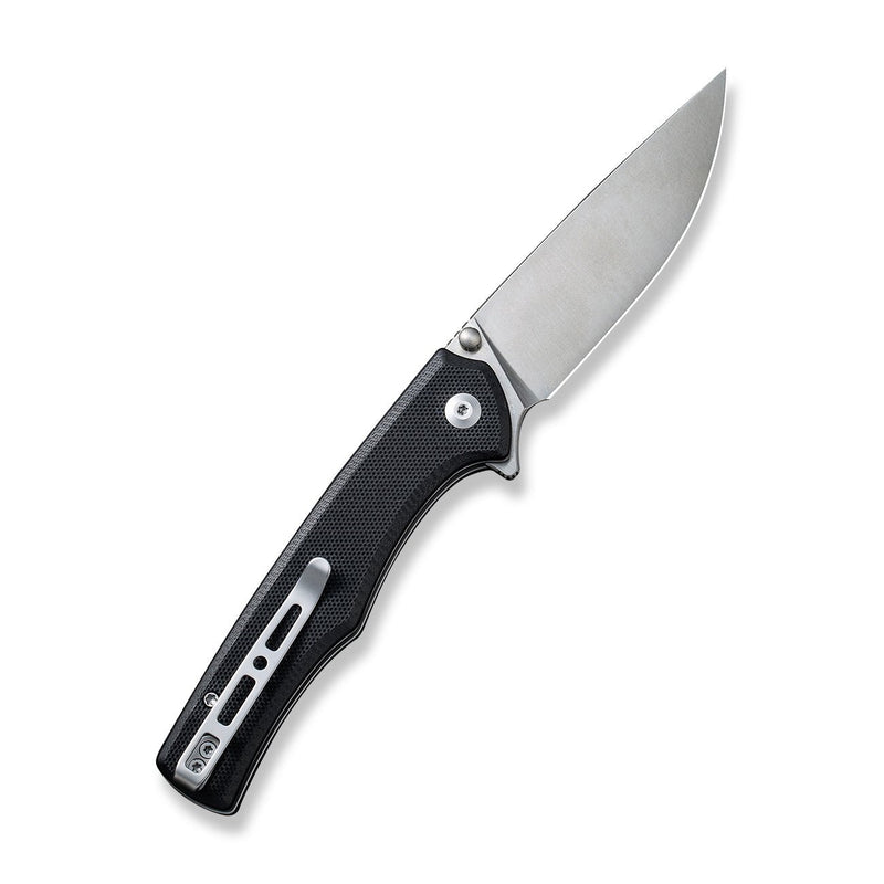 SENCUT Crowley Flipper & Button Lock & Thumb Stud Knife Black G10 Handle (3.48" Satin Finished D2 Blade) S21012-4