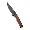 SENCUT Crowley Flipper & Button Lock & Thumb Stud Knife Guibourtia Wood Handle (3.48" Black Stonewashed D2 Blade) S21012-5