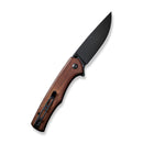SENCUT Crowley Flipper & Button Lock & Thumb Stud Knife Guibourtia Wood Handle (3.48" Black Stonewashed D2 Blade) S21012-5