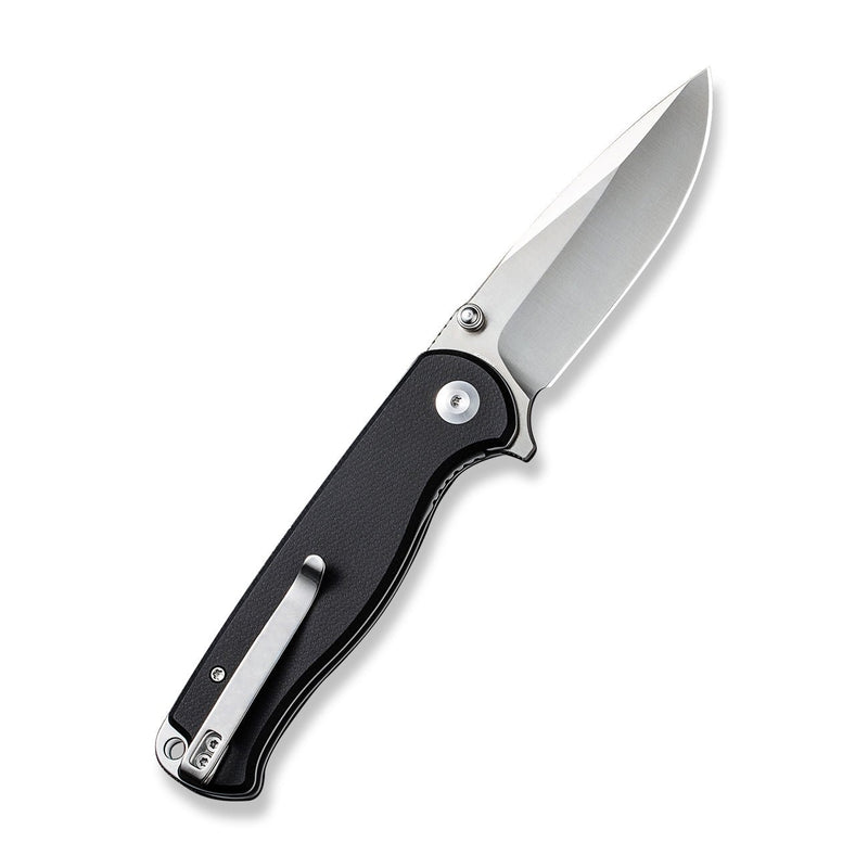 SENCUT Errant Flipper & Thumb Stud Knife Black Canvas Micarta Handle (3.45" Satin Finished 9Cr18MoV Blade) S23054B-3
