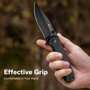 SENCUT Errant Flipper & Thumb Stud Knife Black G10 Handle (3.45" Black 9Cr18MoV Blade) S23054B-1