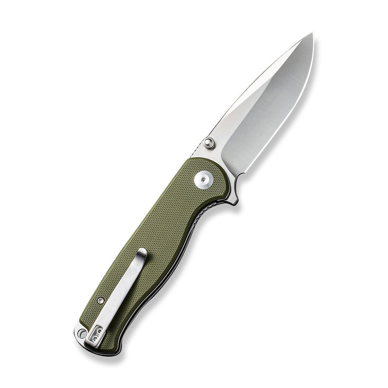 SENCUT Errant Flipper & Thumb Stud Knife OD Green G10 Handle (3.45" Satin Finished 9Cr18MoV Blade) S23054B-2