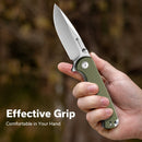 SENCUT Errant Flipper & Thumb Stud Knife OD Green G10 Handle (3.45" Satin Finished 9Cr18MoV Blade) S23054B-2