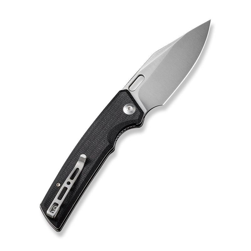 SENCUT GlideStrike Thumb Hole Knife Black Canvas Micarta Handle (3.74" Satin Finished 9Cr18MoV Blade) S23018-4