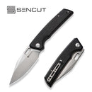 SENCUT GlideStrike Thumb Hole Knife Black Canvas Micarta Handle (3.74" Satin Finished 9Cr18MoV Blade) S23018-4