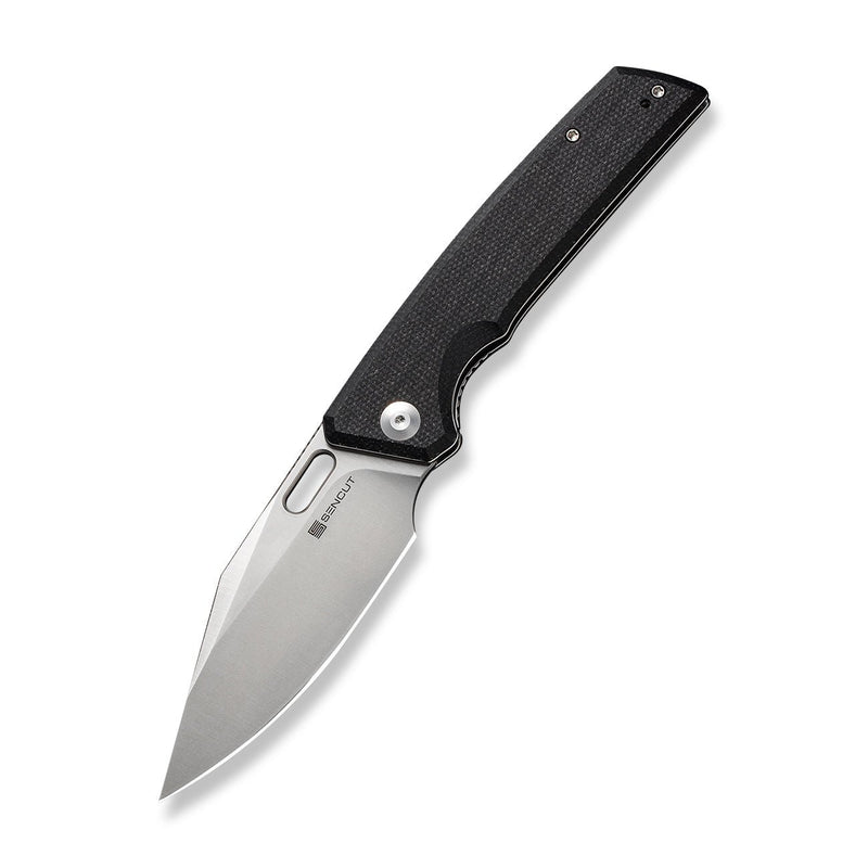 SENCUT GlideStrike Thumb Hole Knife Black Canvas Micarta Handle (3.74" Satin Finished 9Cr18MoV Blade) S23018-4