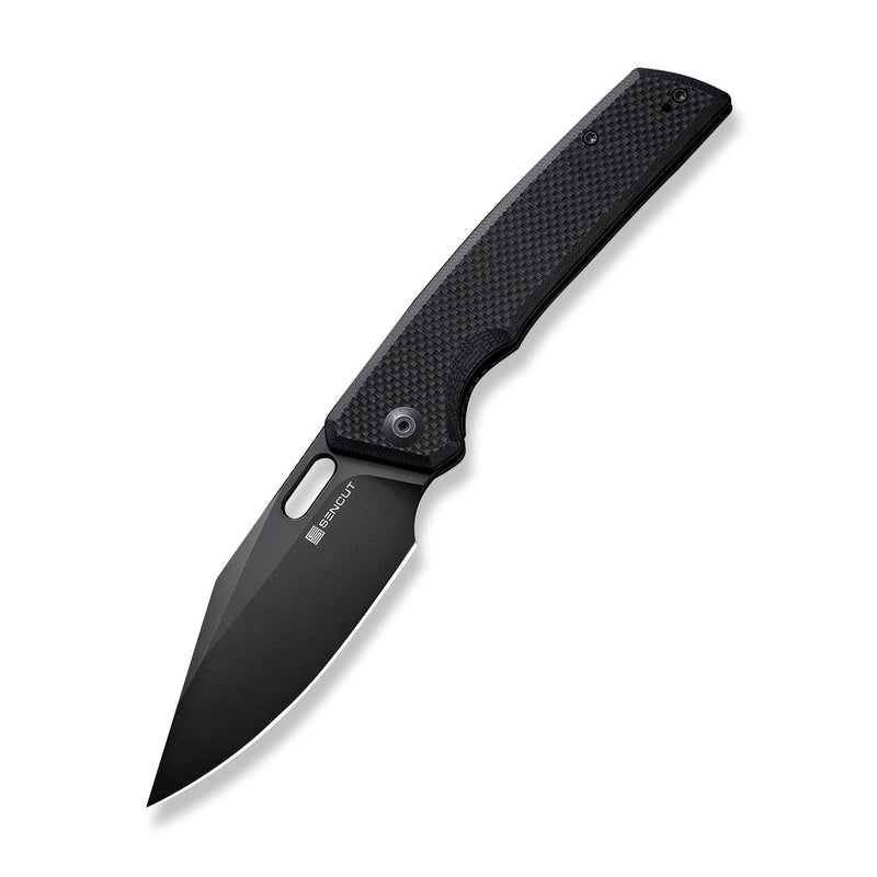 SENCUT GlideStrike Thumb Hole Knife Black Coarse G10 Handle (3.74" Black 9Cr18MoV Blade) S23018-1