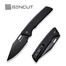 SENCUT GlideStrike Thumb Hole Knife Black Coarse G10 Handle (3.74" Black 9Cr18MoV Blade) S23018-1