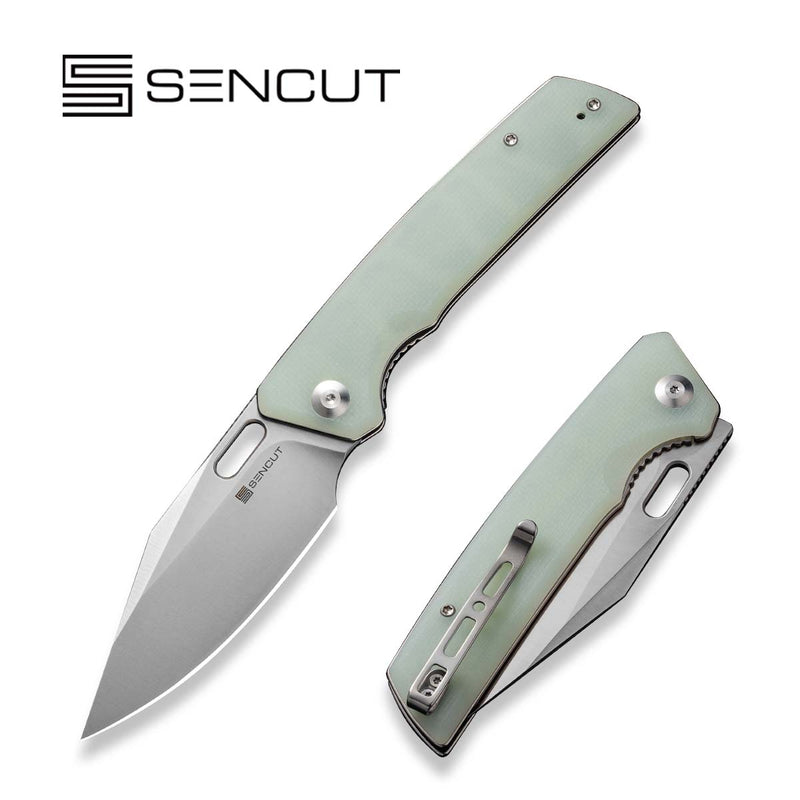 SENCUT GlideStrike Thumb Hole Knife Natural Coarse G10 Handle (3.74" Satin Finished 9Cr18MoV Blade) S23018-2