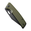 SENCUT GlideStrike Thumb Hole Knife OD Green Coarse G10 Handle (3.74" Black 9Cr18MoV Blade) S23018-3