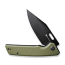 SENCUT GlideStrike Thumb Hole Knife OD Green Coarse G10 Handle (3.74" Black 9Cr18MoV Blade) S23018-3