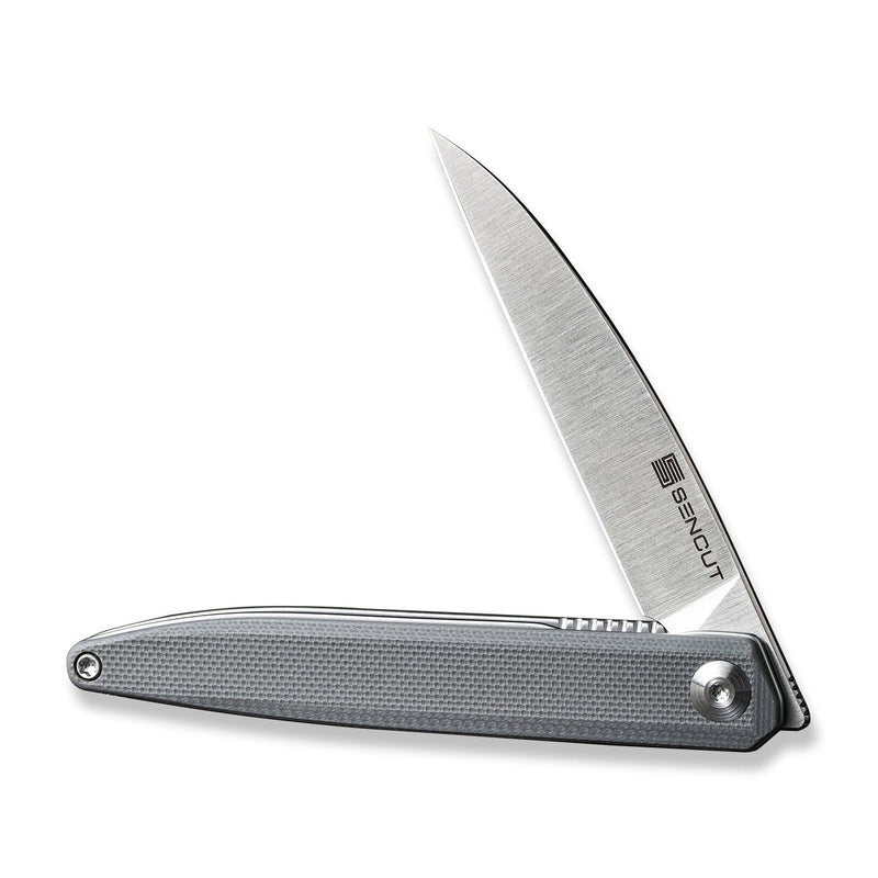 SENCUT Jubil Front Fliper Knife Gray G10 Handle (2.95" Satin Finished D2 Blade) S20029-3